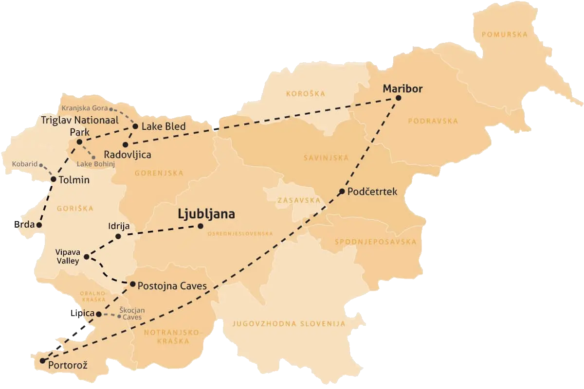 rondreis Slovenië reisroute kaart